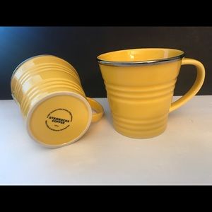 STARBUCKS Yellow Bucket Style Coffee Mugs Set of 2